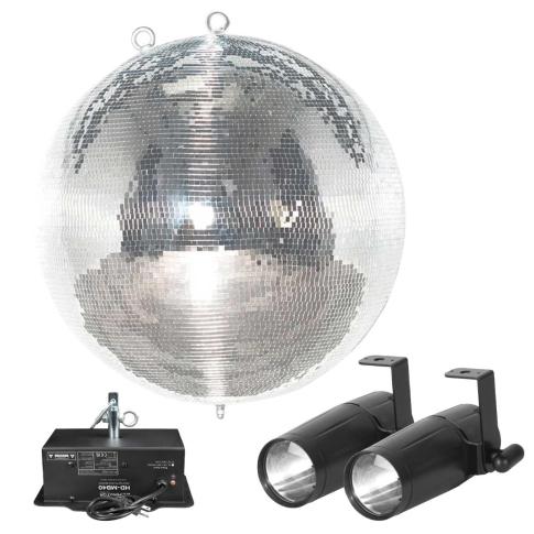 Eliminator Lighting EM40 40" Glass Mirror Ball with Pinspot Fixtures