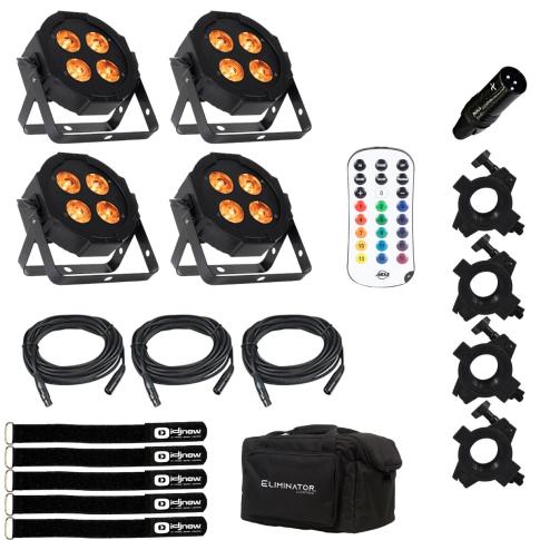 Eliminator Lighting Mega Flat Hex L PAK4 with DMX 3-Pin Terminator