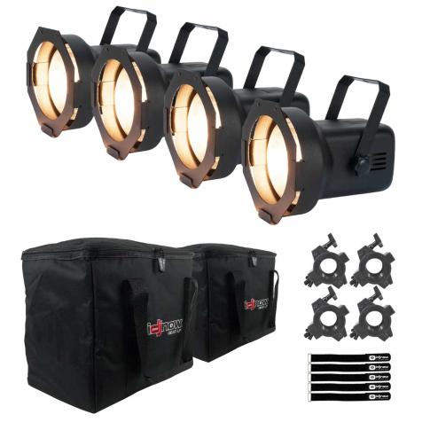 Eliminator Lighting PAR38EL Low Profile Par Cans 4-Pack with Cases