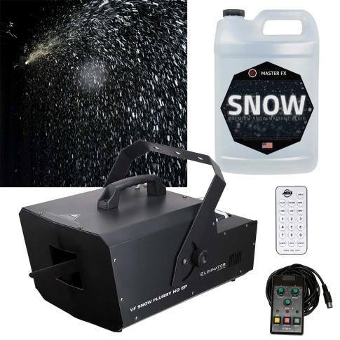 Eliminator Lighting VF SNOW FLURRY HO EP 1250W Mobile DMX Snow Machine w 1 Gallon Snow Juice Fluid