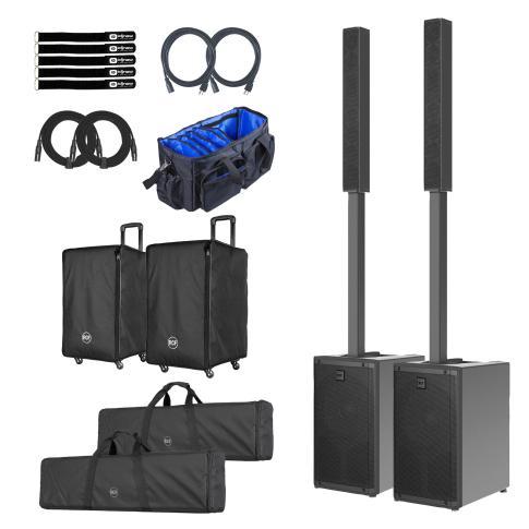 RCF EVOX-JMIX-9 12" Column Array Black 2-Pack with Rolling Covers