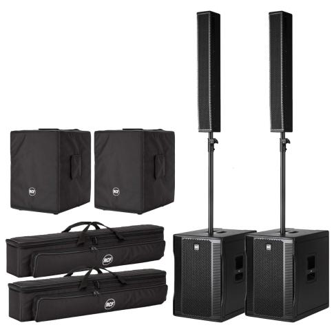 RCF EVOX 12 Active Portable 2-Way Array PA System & Protective Cover Pair Package