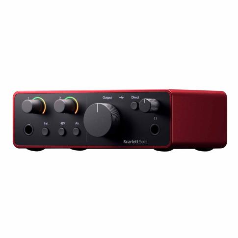 Focusrite Scarlett Solo Studio 4th Gen Interface with Mic & Headphones Left Angle