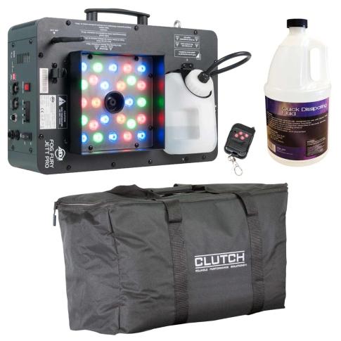 ADJ Fog Fury Jett Pro Fog Machine with Quick Dissipating Fog Fluid and Carry Case Package
