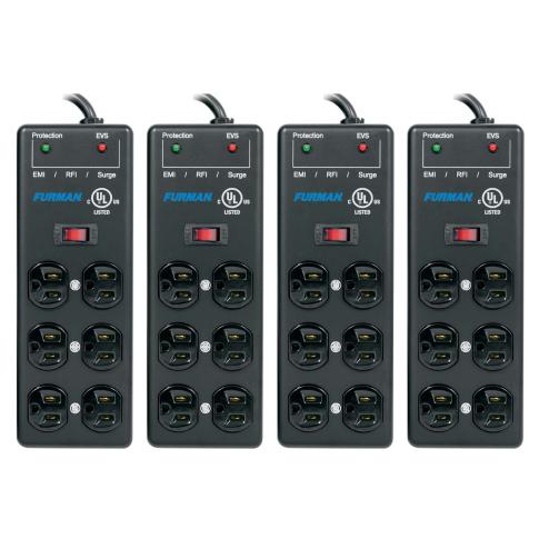 Furman SS6B-PRO 6 Outlet 2X3 15A AC Surge Strip Blocks Four Package