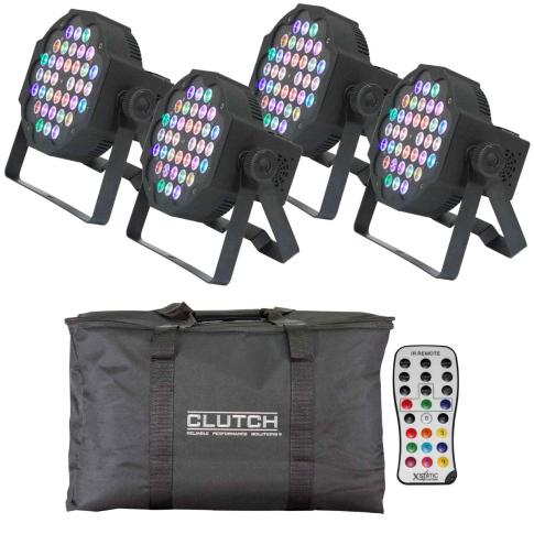(4) XStatic X-PAR36RGBWA1W IRC Fusion RGBWA Par 36x 1W LED Slim Pars in Black Package