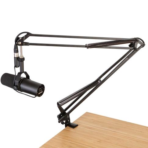 Gator-Frameworks-GFWMICBCBM1000-Desk-Mounted-Broadcast-Boom-Mic-Stand Set Up 1