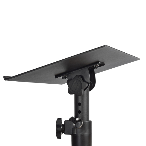 Gator Frameworks GFWSPKSTMNDSKCMP Adjustable Clamp-On Monitor Stands Close Up 1