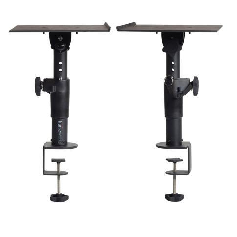 Gator Frameworks GFWSPKSTMNDSKCMP Adjustable Clamp-On Monitor Stands Pair Facing
