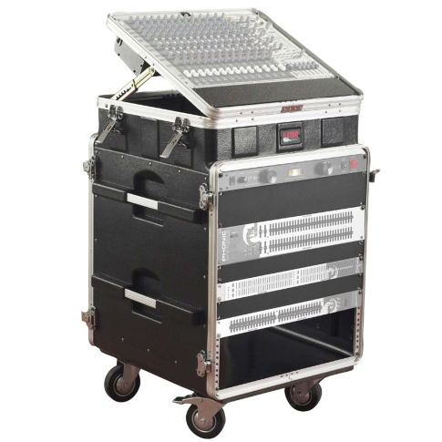 Gator Cases GRC-10X12 PU GDJ Series 10U Top 12U Side Molded Polyethylene Pop-Up Console Rack