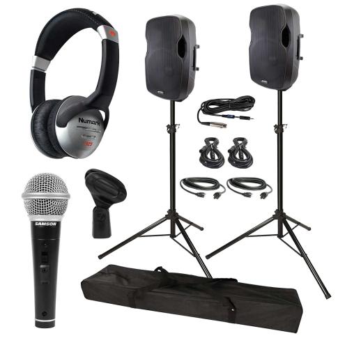 Gemini AS-15P Active Speakers with 15" Woofers Duo Plus Bundle