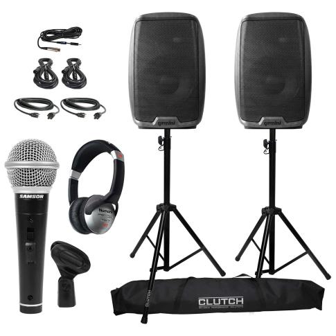 Gemini AS-2115BT 15" Active/Powered DJ PA Speakers 2 Pack +Stands +Covers +Cables