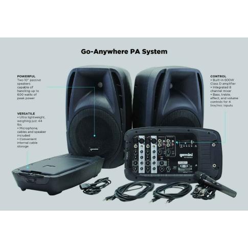 Gemini DJ ES-210MX-BLU PA System with Tripod Stands IDJNOW