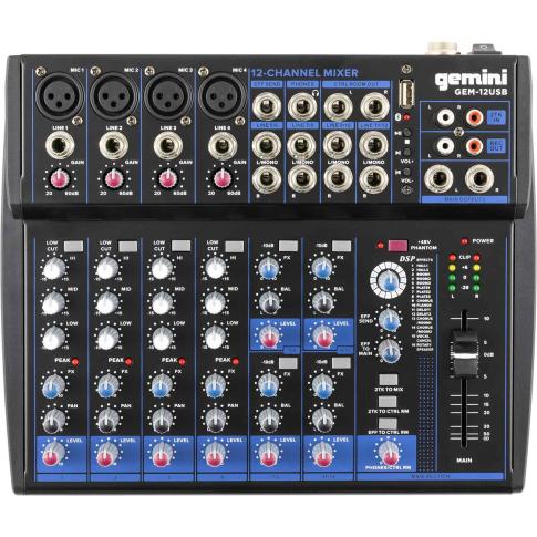 Gemini GEM-12USB 12 Channel Bluetooth Mixer with USB
