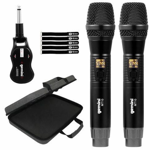Gemini GMU-M200 Dual UHF Metal Microphones with Multipurpose EVA Case