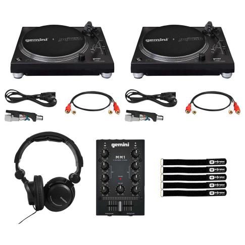 Gemini TT-5000 Direct-Drive Turntable 2-Pack with Mixer & Headphones