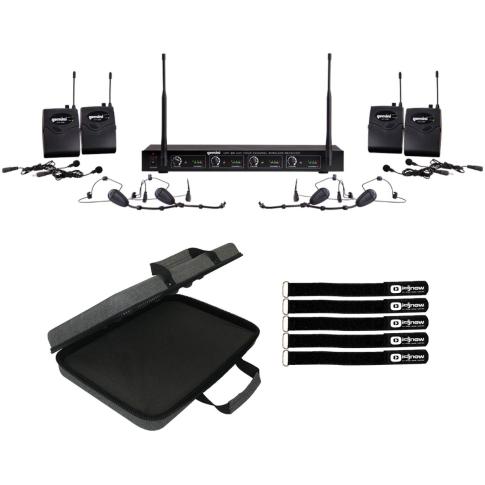 Gemini UHF-04HL Four Channel Wireless System with Carrying Case