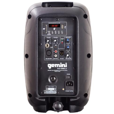 Gemini AS-08BLU Active Speaker with 8” Woofer & Built-in USB/SD/Bluetooth MP3 Player back