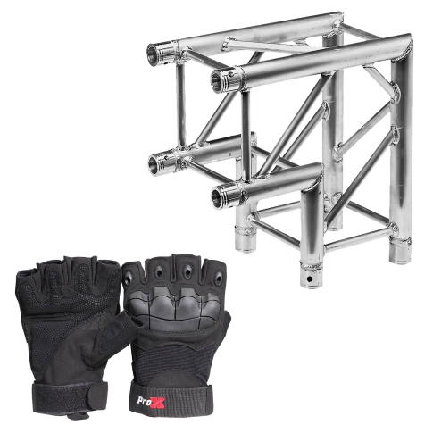 Global Truss 1.64FT (0.5m) 2 Way 90 Degree Corner with Black Gloves