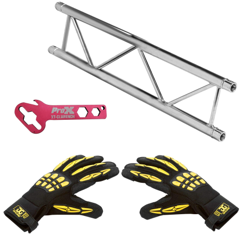 Global Truss 8.20FT (2.5m) I-Beam Segment with Large Black & Yellow Gig Gloves Package