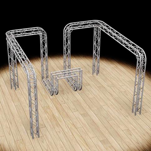 Global Truss TB-16X15X10 Trade Show Booth with Round Corners and Built in Kiosk F34-001