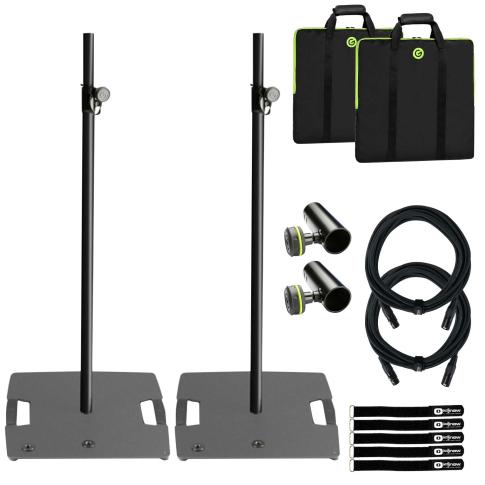 Gravity GLS431B Lighting Stand Duo Package with Square Steel Base in Black