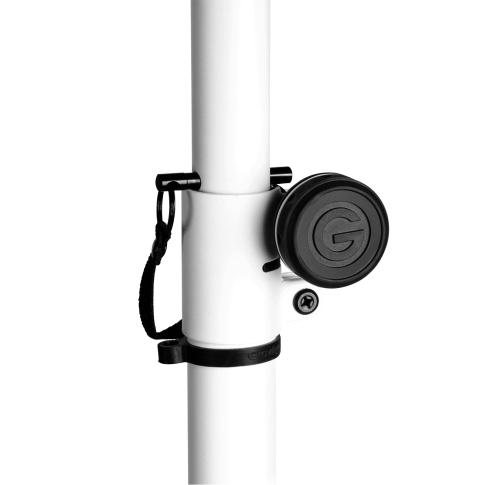 Gravity GSP5211W Aluminum 35 mm Speaker Stand in White Adjustment Knob Closeup