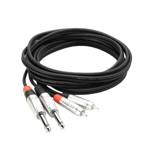 Hosa HPR-020X2 10FT Dual REAN 1/4 in TS to RCA Pro Stereo Interconnect Cable
