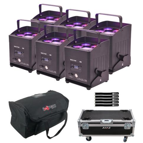 JMAZ Lighting JZ1037 MAD PAR RB LED Uplight 6-Pack with Charging Case