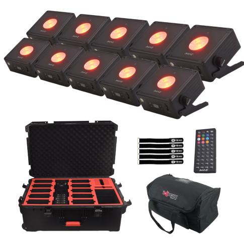 JMAZ Lighting JZ1042 MAD PAR PUCK Uplight 10-Pack with Charging Case