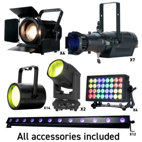 Large Stage Lighting Pack Featuring 7x Ellipsoidals & 14x Washes