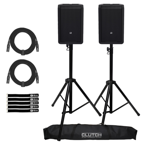 LD Systems ANNY 8 Bluetooth Speakers Black 2-Pack with Tripod Stands