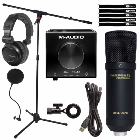 M-Audio AIR Hub with Podcasting Mic & Boom Stand | IDJNOW