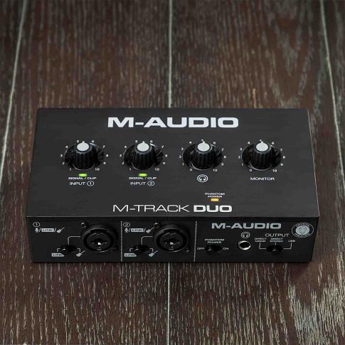 M-Audio M-TRACK DUO 2-Channel USB Audio Interface with 2 Combo Inputs Table