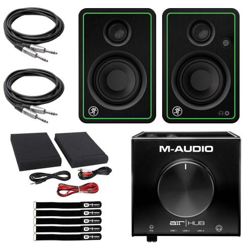 Mackie CR3-X 3" Monitor Speakers with M-Audio AIR Hub USB Interface