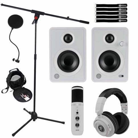 Mackie Limited Edition White CR3-X 3" Monitors with Mic & Boom Stand