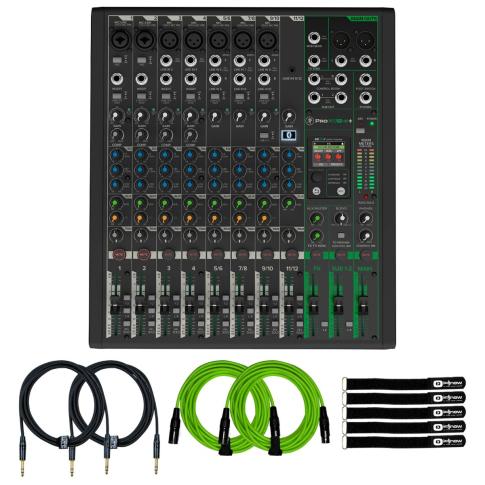 Mackie ProFX12v3+ 12-Channel Analog Mixer with Cables Pack