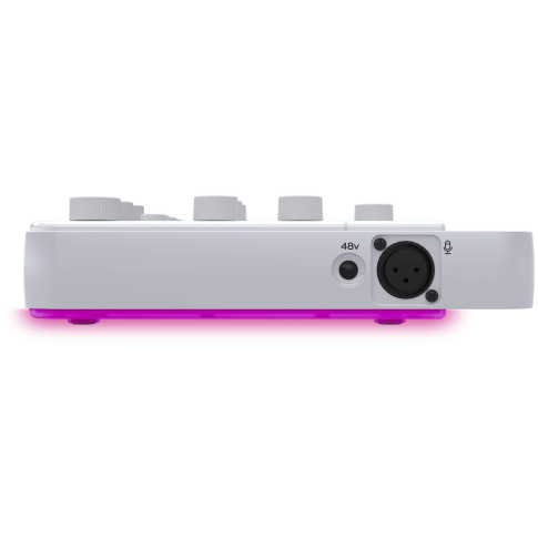 Mackie M•Caster Live Portable Live Streaming Mixer in White Left Side Pink