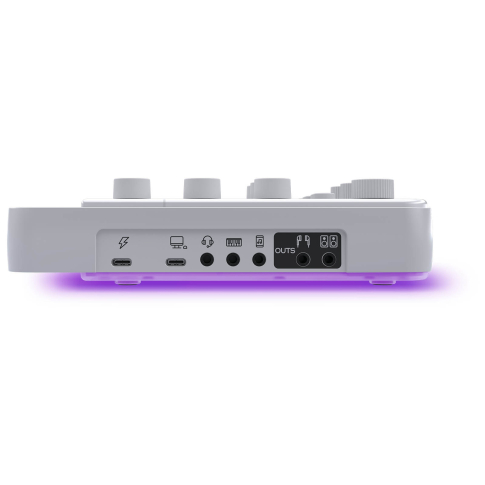 Mackie M•Caster Live Portable Live Streaming Mixer in White Right Side Purple