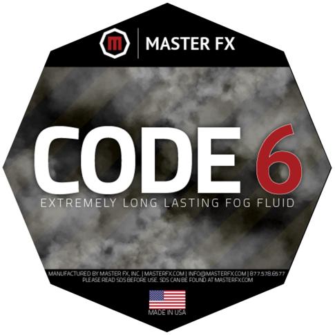 Master FX FF-C6-5 Code 6 Extremely Long Lasting Fog Fluid (5 Gallons) Label