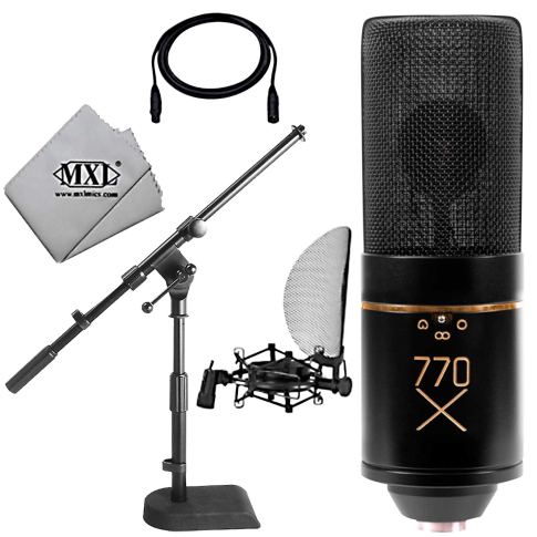MXL 770X Multi-Pattern Vocal Microphone Bundle with Boom Combo Stand
