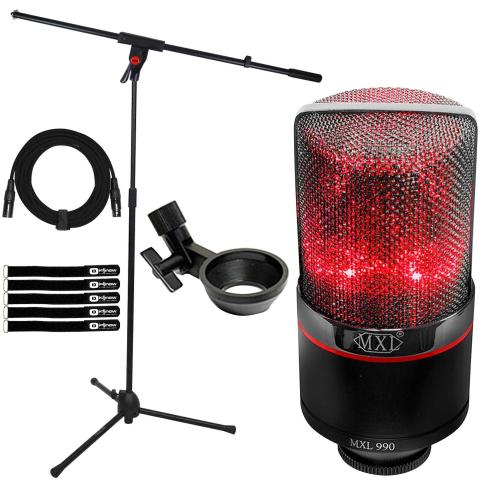 MXL 990 BLAZE LED Vocal Condenser Microphone with Mic Boom Stand