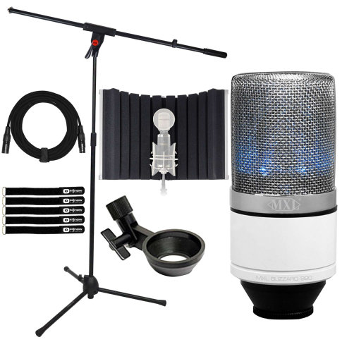 MXL 990 BLIZZARD Blue LED Condenser Microphone with Isolation Shield