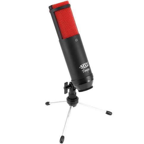 MXL TEMPO USB Condenser Microphone in Black & Red Stand Left