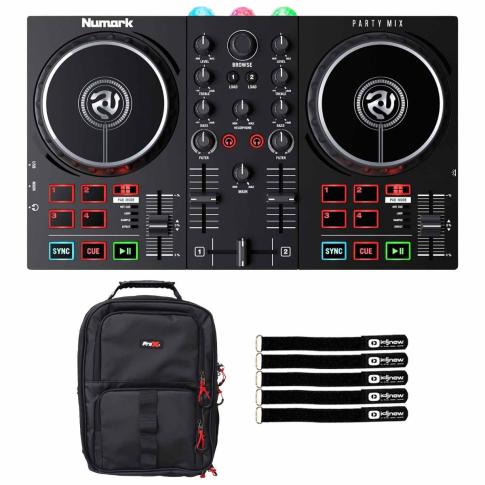 Numark Party Mix II Built-In Light Show DJ Controller with Backpack
