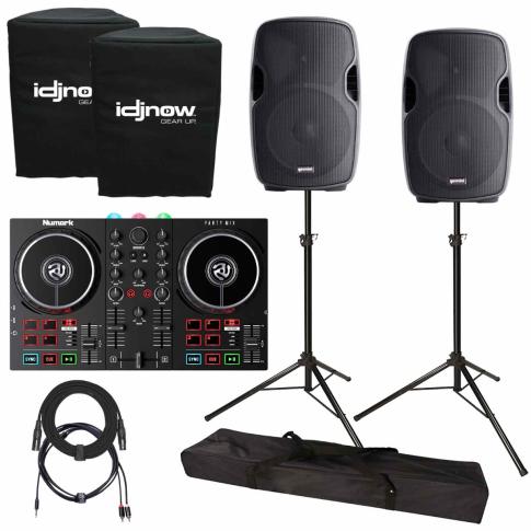 Numark Party Mix II Controller w/ Built In Light Show + 12" Active PA Speakers