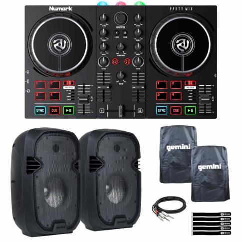 Numark Party Mix II Controller with PartyBox Rave8 8" Speakers