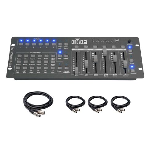 Chauvet Obey 6 DMX Controller & DMX Cables Bundle