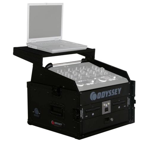 Odyssey FZGS1004BL Black 10U Top 4U Bottom Combo Rack with Platform