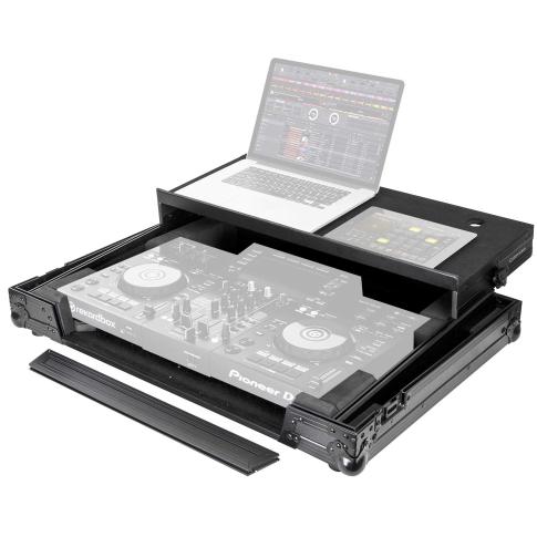 Odyssey FZGSAXDJRRBL Pioneer XDJ-RR Black Label Controller Flight Case with Angle Glide Platform Set Up Left